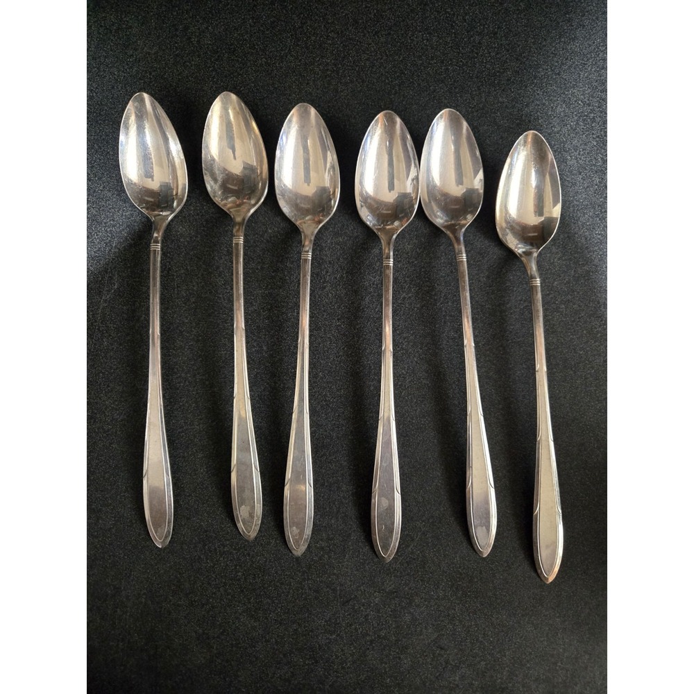 6 Pc Oneida REVERIE Iced Tea Spoons  Nobility Plate 1937 Flatware Silverware